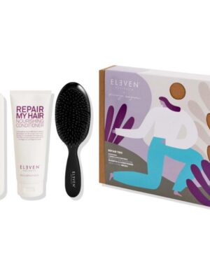 Plaukų priežiūros priemonių rinkinys Eleven Australia Repair Trio Holiday Viscaya Wagner ELED100 šampūnas 300 ml, kondicionierius 200 ml, ir šepetys plaukams